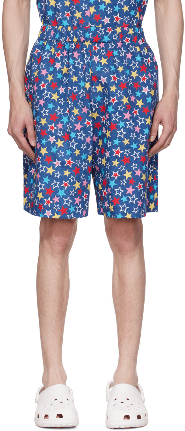 Blue Printed Shorts - Image 1