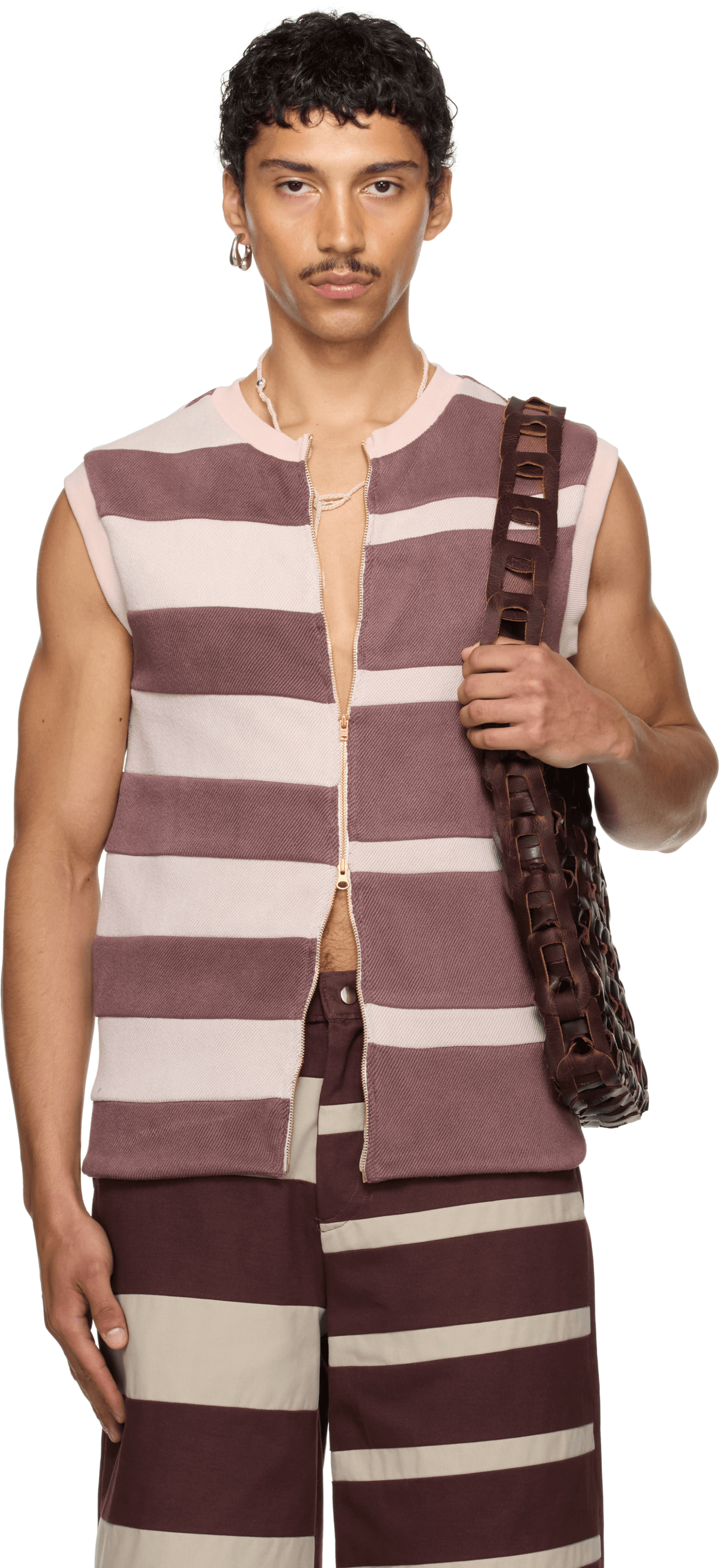 SSENSE Exclusive Purple & Pink Contrast Stripe Vest - Image 1