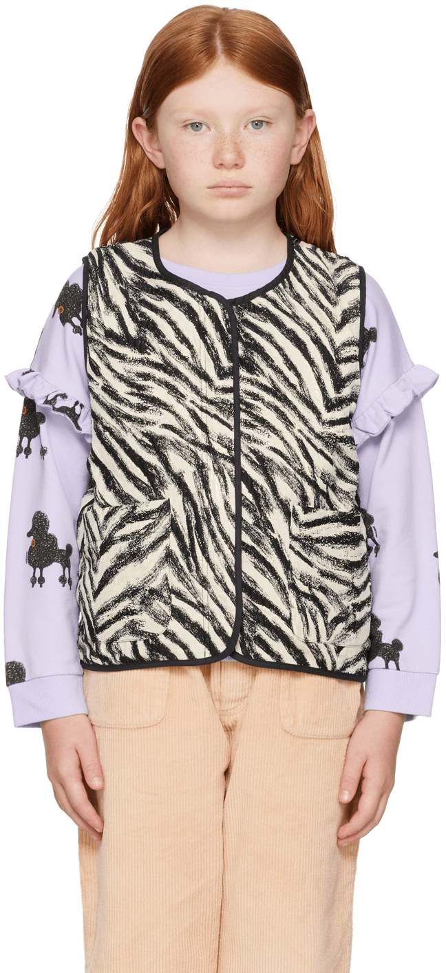Kids Black & White Sparkling Zebra Vest - Image 1
