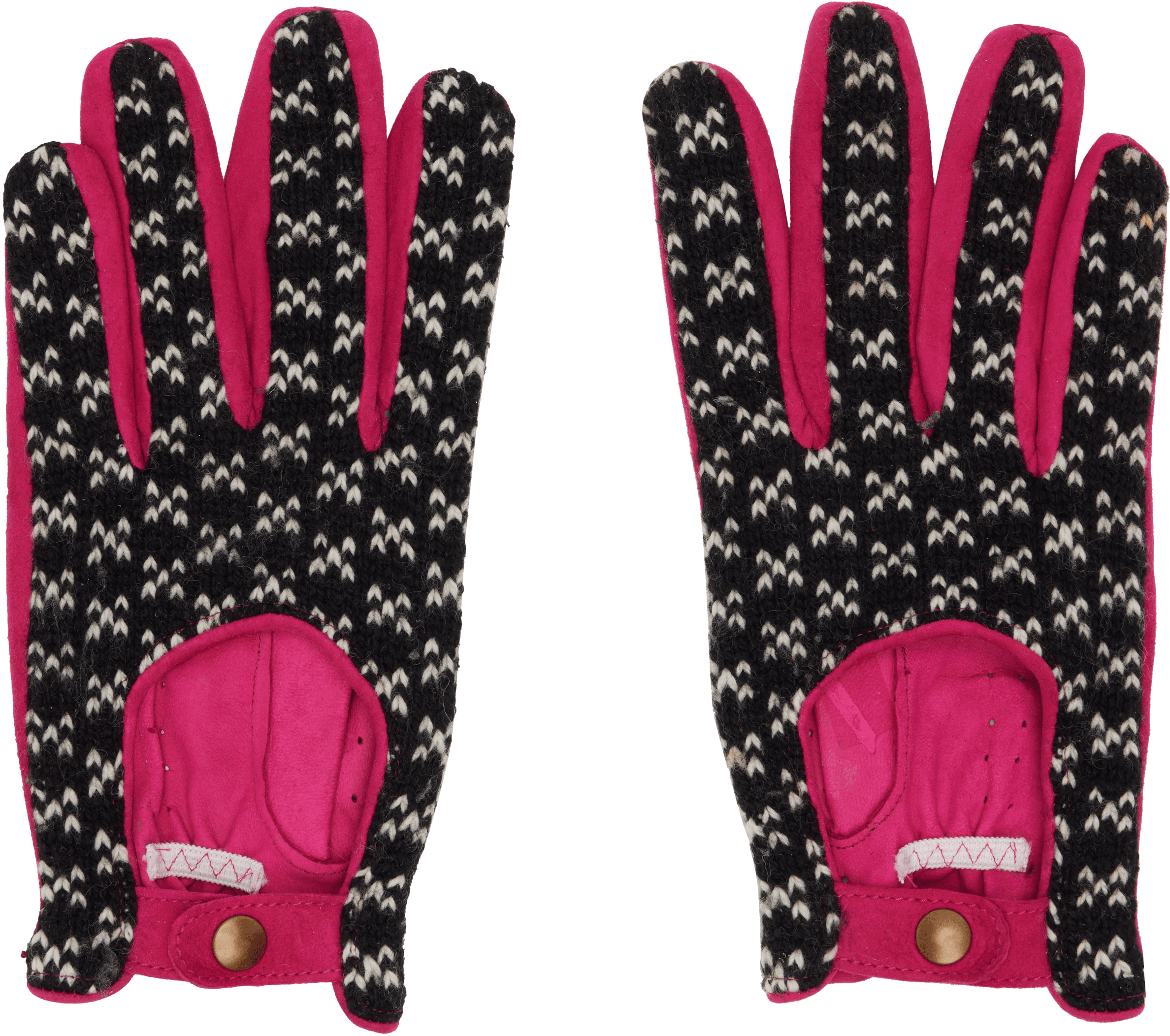 Pink & Black Leather Gloves - Image 1