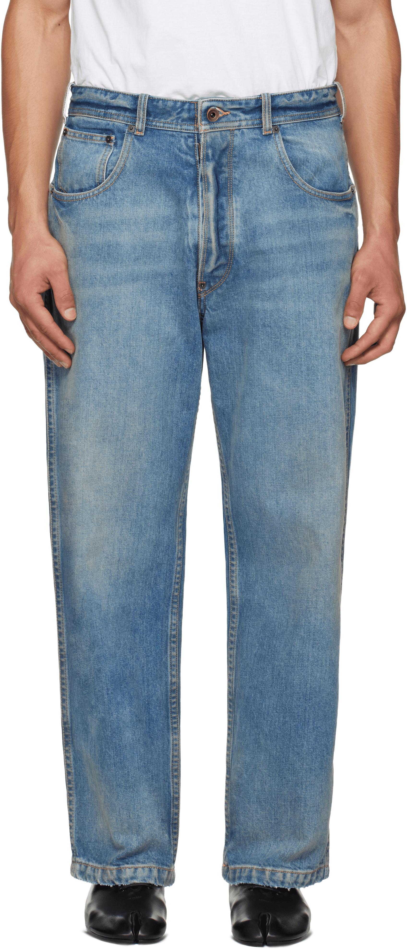 Blue Straight-Leg Cropped Jeans - Image 1