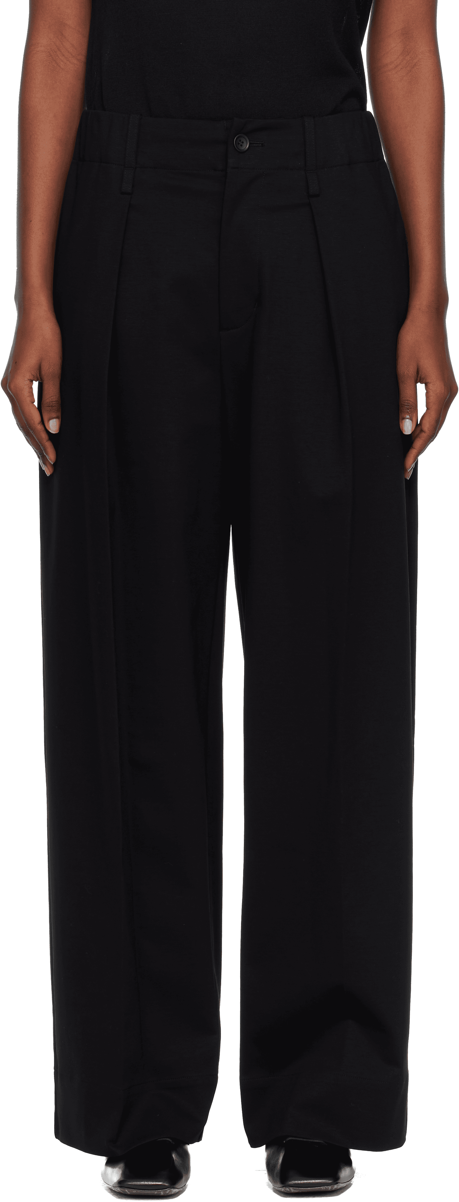 Black Simple Ensemble Trousers - Image 1