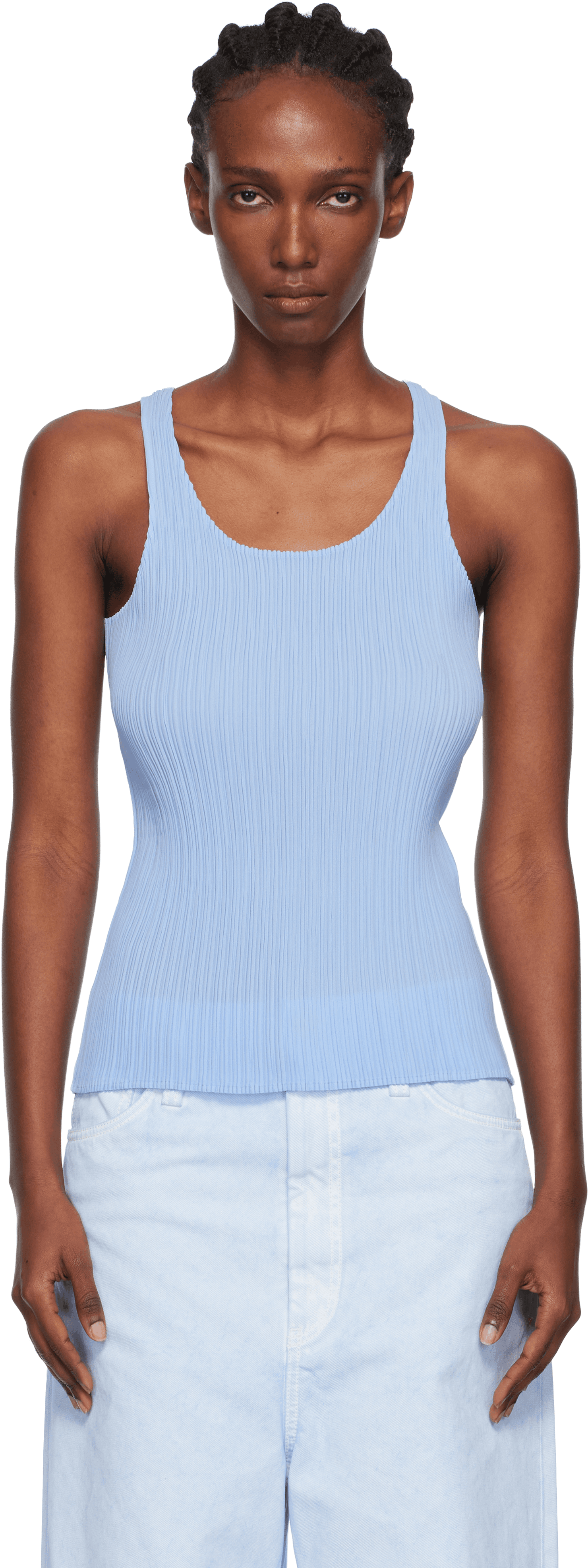 Blue Hatching Bottoms Tank Top - Image 1