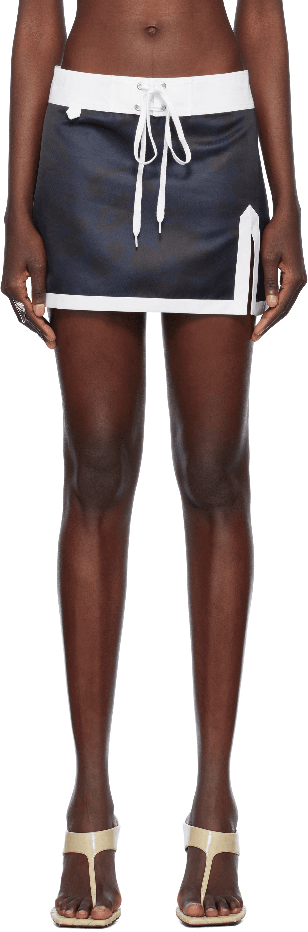 Navy Sateen Miniskirt - Image 1