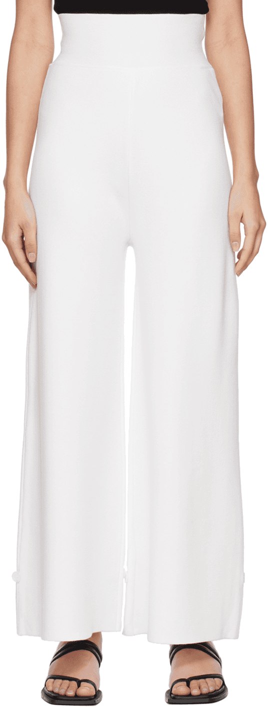 White High Waist Lounge Pants - Image 1