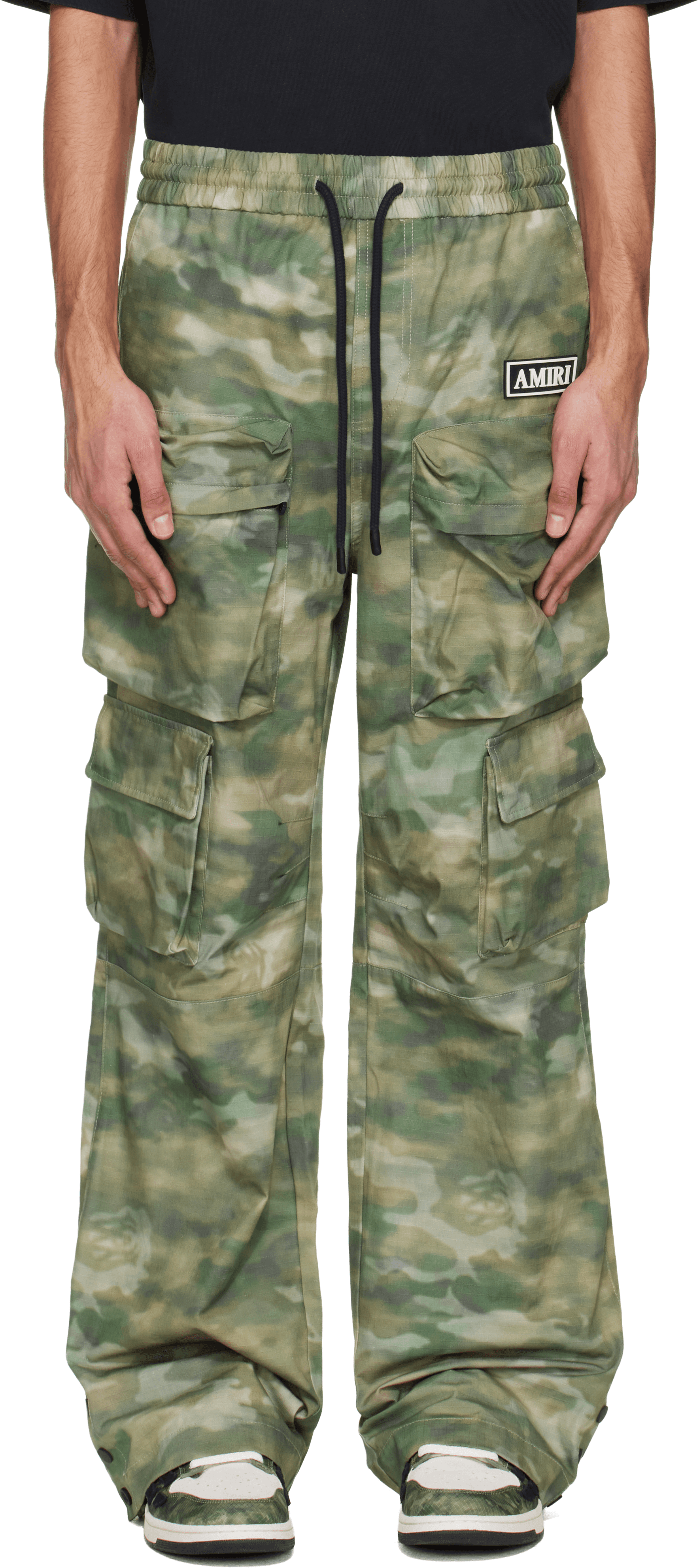 Green Camo Multi Pocket Cargo Pants - Image 1