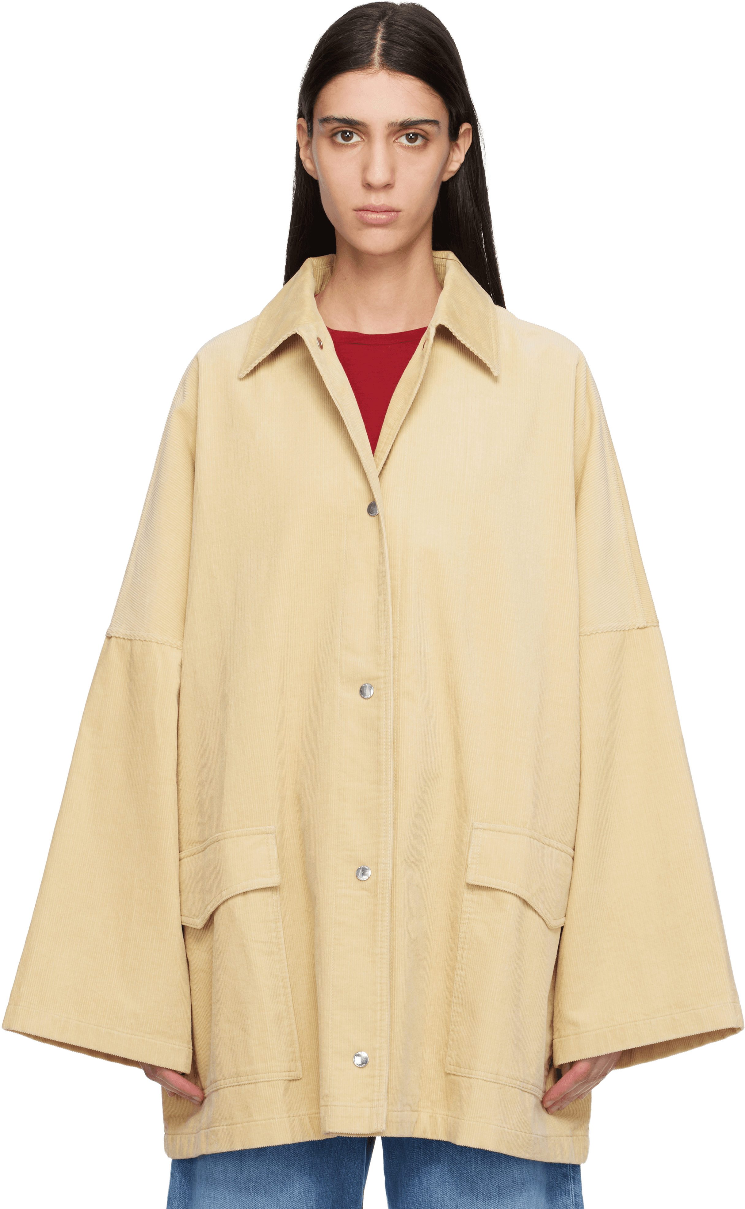 Beige Cord Overshirt Chore Jacket - Image 1