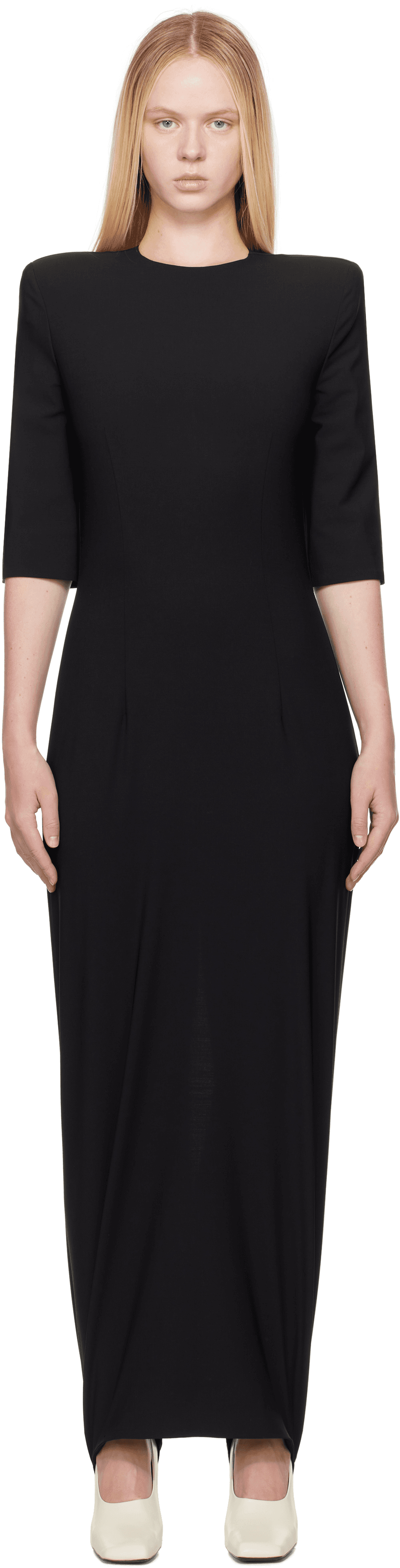 Black Tailored Fuseau Maxi Dress - Image 1